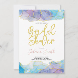 Purple Watercolor Gold Dust Bridal Shower Invitation