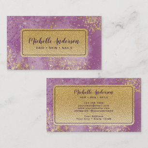 Purple Watercolor Gold Foil Business Card