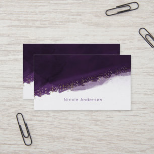Purple Watercolor Gold Modern Chic Elegant Chic Business Card