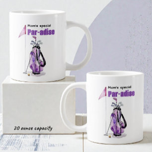 Purple Watercolor Golf Bag, Flag & Ball  Large Coffee Mug