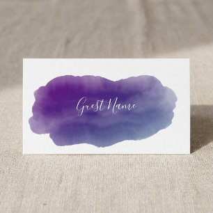 Purple watercolor guest name place card