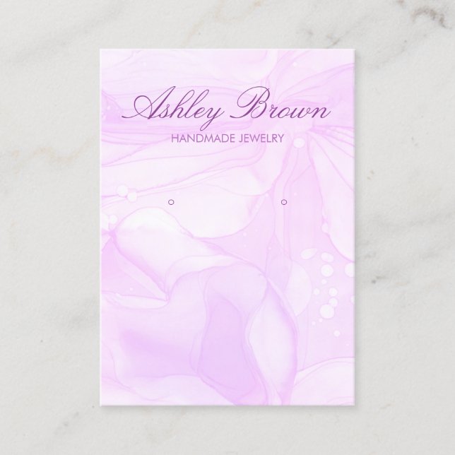 Purple Watercolor Handmade Jewellery Earring Displ Business Card (Front)