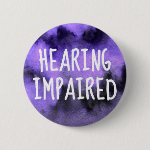 Purple Watercolor Handwriting Hearing Impaired 6 Cm Round Badge