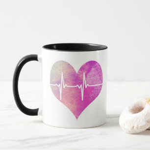 Purple Watercolor Heart EKG Mug
