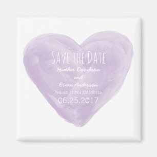 Purple Watercolor Heart Save the Date Magnet