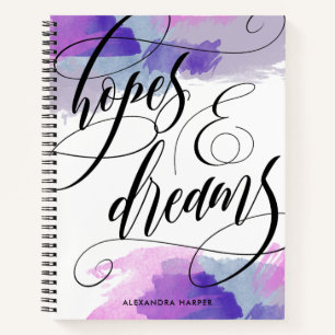 Purple Watercolor - Hopes & Dreams - Name Notebook