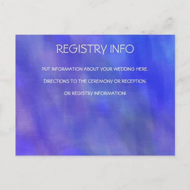 PURPLE WATERCOLOR INFORMATION CARD (Front)