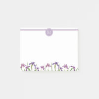 Purple Watercolor Iris 4" x 3" Botanical Monogram