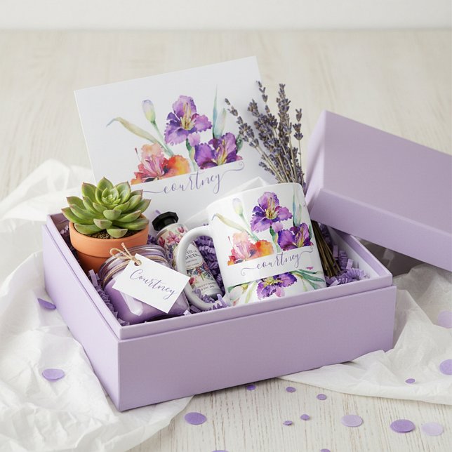 Purple watercolor Iris personalised Coffee Mug (Creator Uploaded)