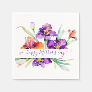 Purple watercolor Iris personalized  Napkin