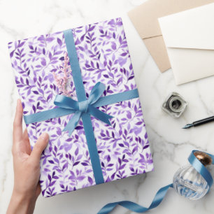 Purple Watercolor Leaves Wrapping Paper