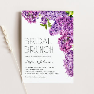 Purple Watercolor Lilac Flowers Bridal Brunch Invitation