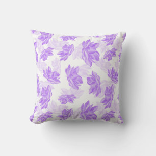Purple Watercolor Lotus Flower Pattern Cushion