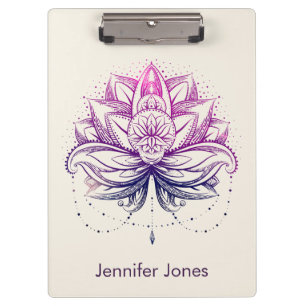 Purple  Watercolor Lotus / Lily flower Clipboard