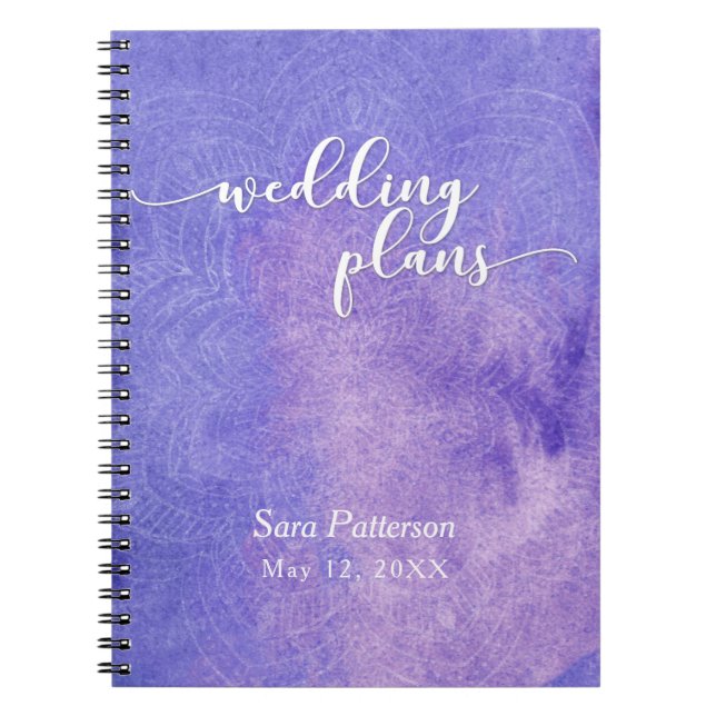 Purple Watercolor Mandala Bridal Wedding Planner 2 Notebook (Front)