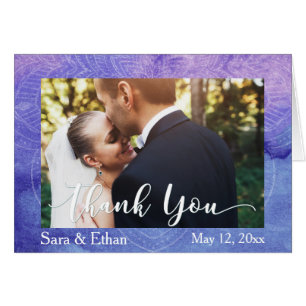 Purple Watercolor & Mandala, Photo Thank You Card