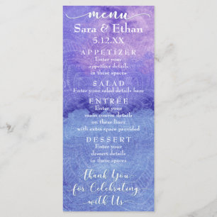 Purple Watercolor Mandala Wedding Menu Card