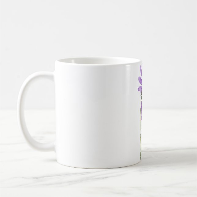 Purple Watercolor Minimalist Botanical Coffee Mug (Left)