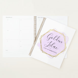 Purple Watercolor & Modern Gold Geometric Chic Planner