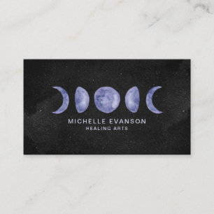Purple Watercolor Moon Phases Healing Arts Business Card