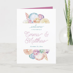 Purple Watercolor Ocean Mermaid Shell Folded Programme