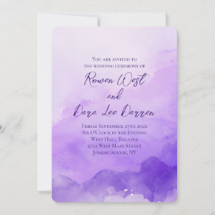 Purple Watercolor Ombre Painting Wedding Invitation
