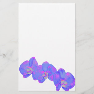Purple watercolor Orchid painting Stationery