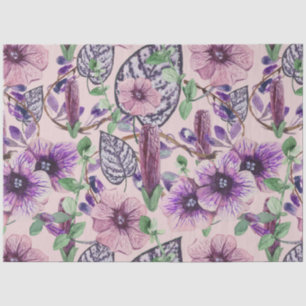 Purple Watercolor peony floral decoupage Tissue Paper