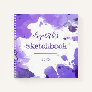 Purple Watercolor Personalised Artist's Sketchbook Notebook
