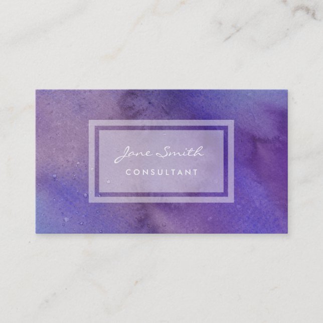 Purple Watercolor, Pretty, Feminine and Abstract Business Card (Front)