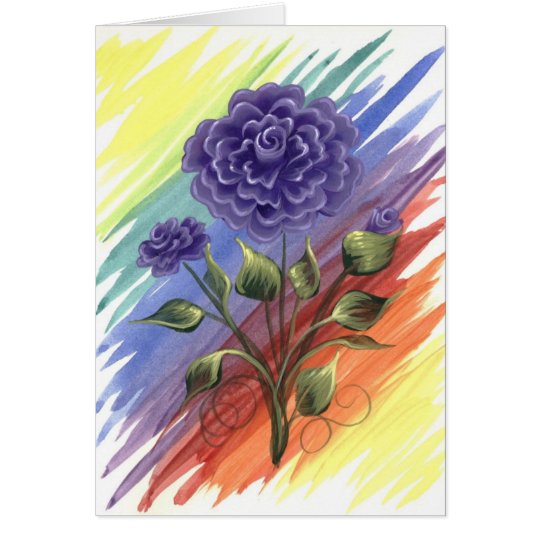 Purple Watercolor Rose Card