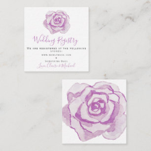 Purple Watercolor Rose Wedding Registry Insert