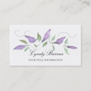 Purple Watercolor Rosebuds Business Card