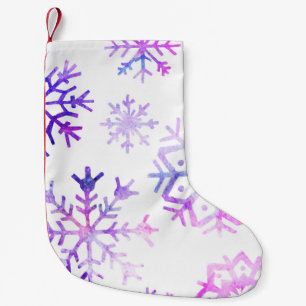 Purple Watercolor Snowflake Christmas Design Small Christmas Stocking