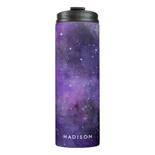 Purple Watercolor Space Galaxy Personalised Thermal Tumbler