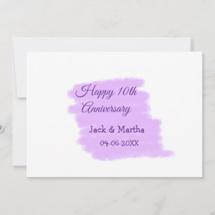 Purple watercolor splash modern 10th anniversary invitation