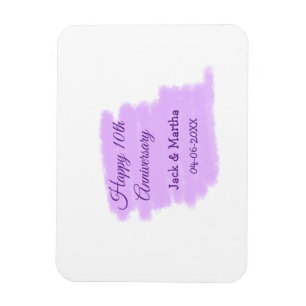 Purple watercolor splash modern 10th anniversary  magnet