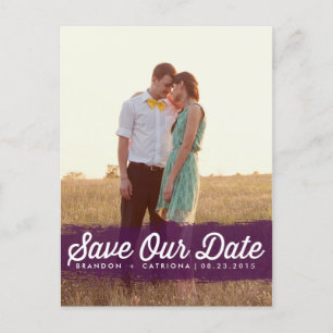 PURPLE WATERCOLOR SPLASH   SAVE THE DATE POSTCARD