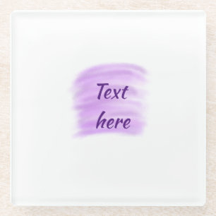 Purple watercolor splashes add text here custom pe glass coaster