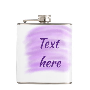 Purple watercolor splashes add text here custom pe hip flask