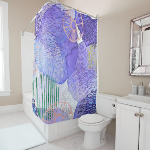 Purple Watercolor Spots Shower Curtain