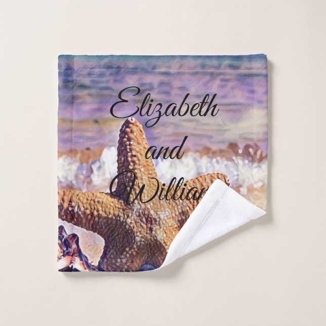 Purple Watercolor Starfish Seashells Painting  Wash Cloth (Wash Cloth)