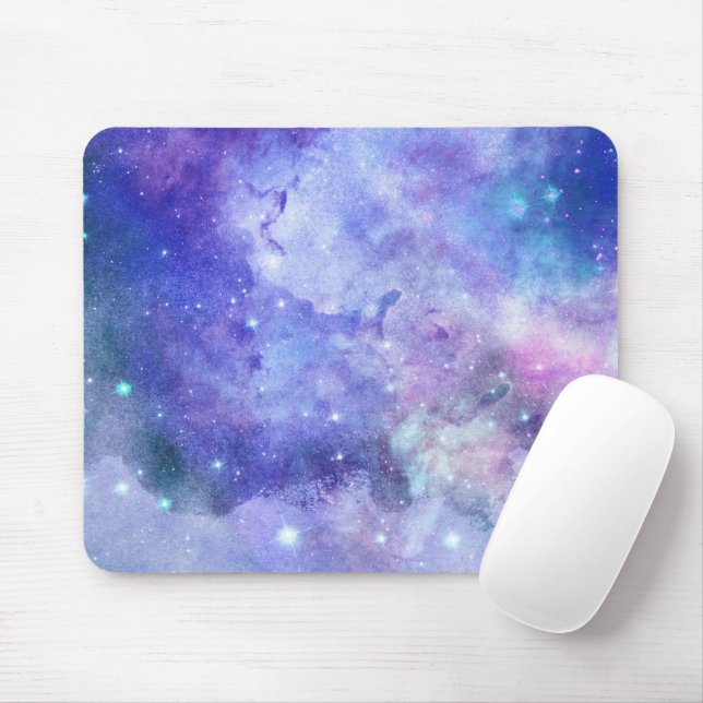 Purple Watercolor Starry Sky Space Lover Galaxy Mouse Mat (With Mouse)