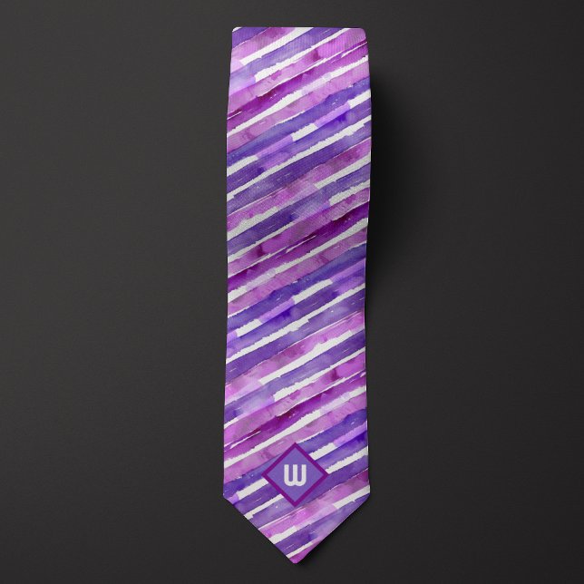 Purple Watercolor Striped Tie (Creator Uploaded)