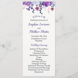Purple Watercolor Succulent Wedding Programs Programme