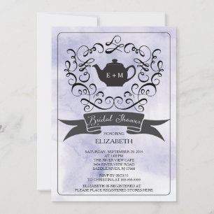 Purple Watercolor Tea Bridal Shower Invitation