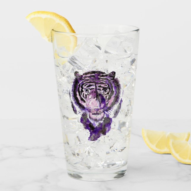 Purple Watercolor Tiger Glass (Front Ice)