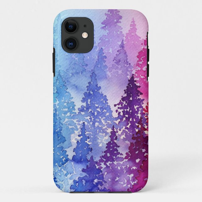 Purple Watercolor Trees Case-Mate iPhone Case (Back)