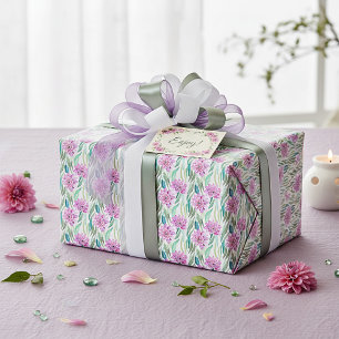 Purple watercolor tropical blooms pattern wrapping paper