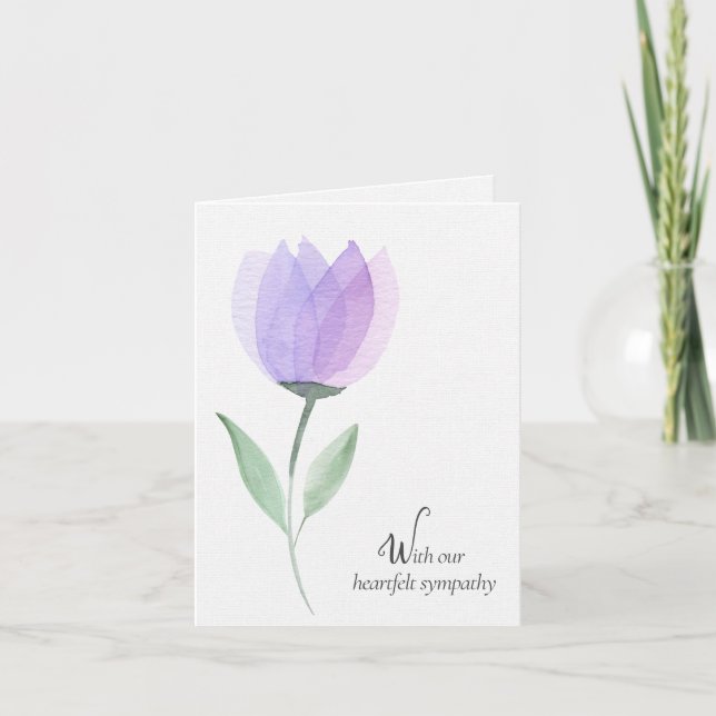 Purple Watercolor Tulip Sympathy Card (Front)